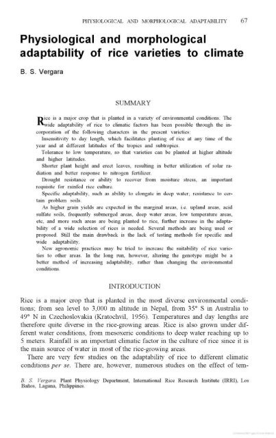 Vergara - 1976 - Physiological and morphological adaptability of ri