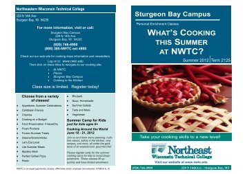 Summer 2012 Classes - Northeast Wisconsin Technical College