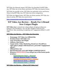 WP Video Ace review demo and premium bonus