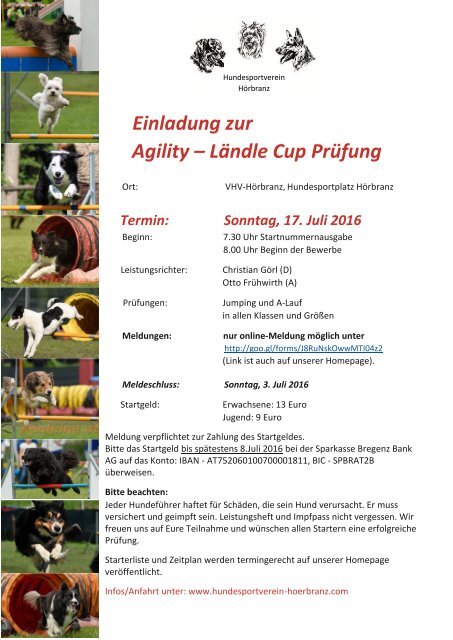 2016 Ausschreibung Agility-Ländle-Cup