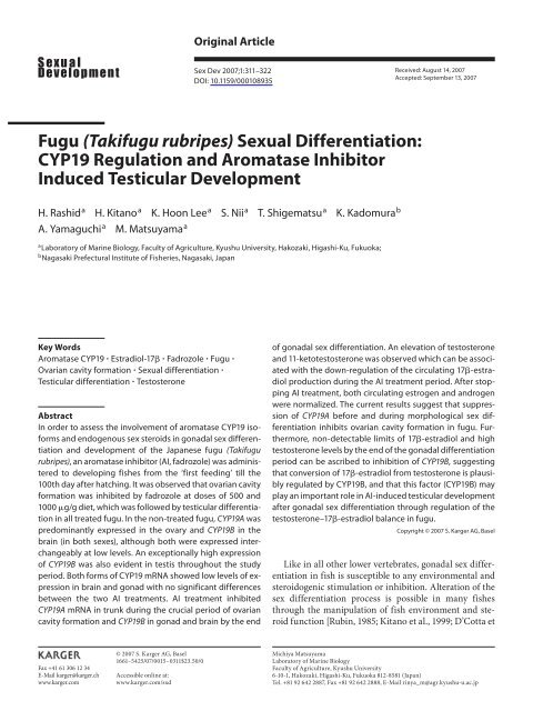 5-Japanese Puffer Fish - aromatase inhibitor induced masculinization