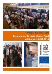Welfare Reform Team Evaluation of European Social Fund pilot project 2014-2015