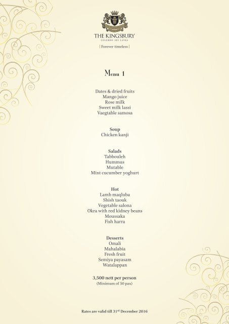 Iftar Menu 2016