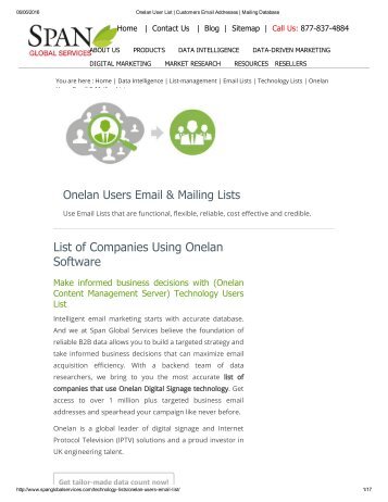 Purchase List of Onelan using Companies from Span Global Services