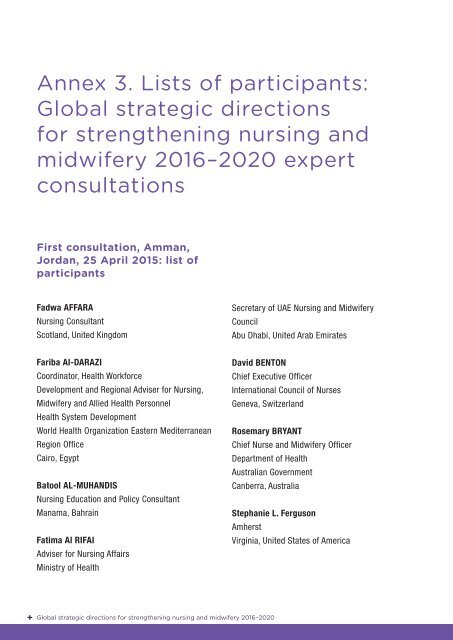 Global strategic directions for strengthening nursing and midwifery 2016–2020