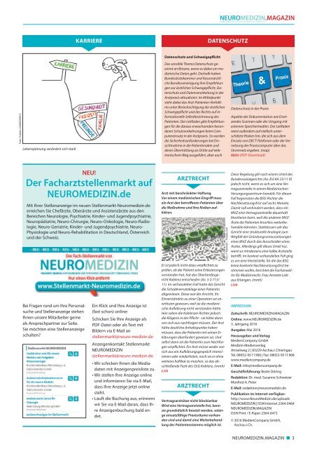 NEUROMEDIZIN.de.MAGAZIN E-Paper-Ausgabe Mai-2016 mit Stellenmarkt