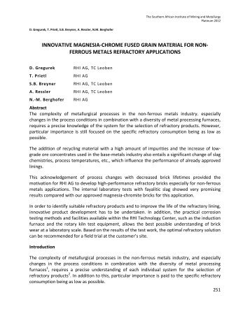 innovative magnesia-chrome fused grain material for non - saimm