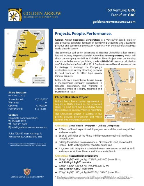 Fact Sheet - Golden Arrow Resources Corporation