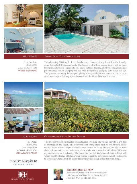 Turks & Caicos Islands Real Estate Summer-Fall 2016