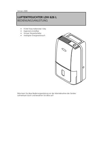 [pdf] Bedienungsanleitung - Luftentfeuchter