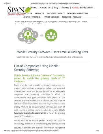 Purchase Targeted Mobile Security Software User Lists from Span Global Services