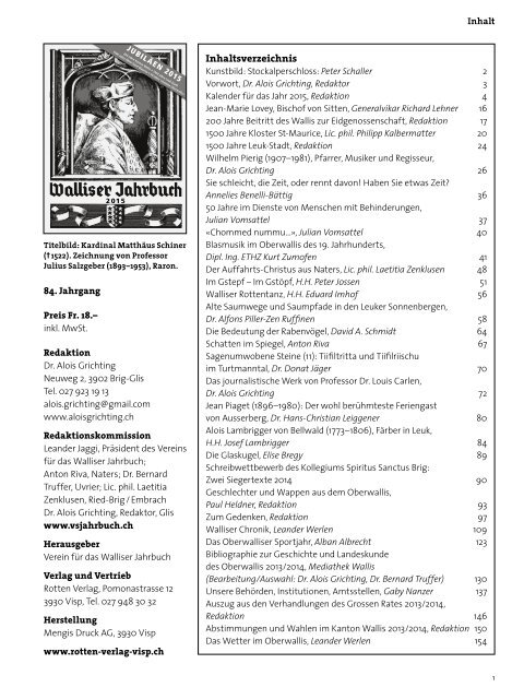 Jahrbuch 2015 Inhalt