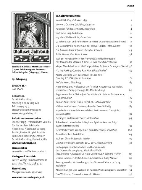 Jahrbuch 2016 Inhalt