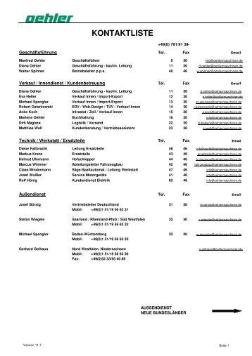 KONTAKTLISTE - Oehler Maschinen