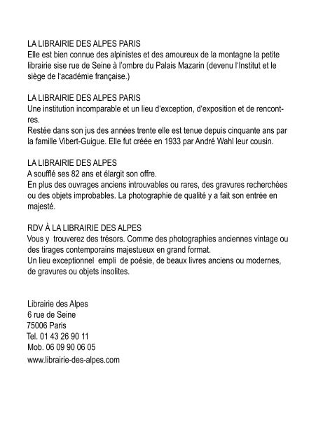 Librairie des Alpes catalogue livres