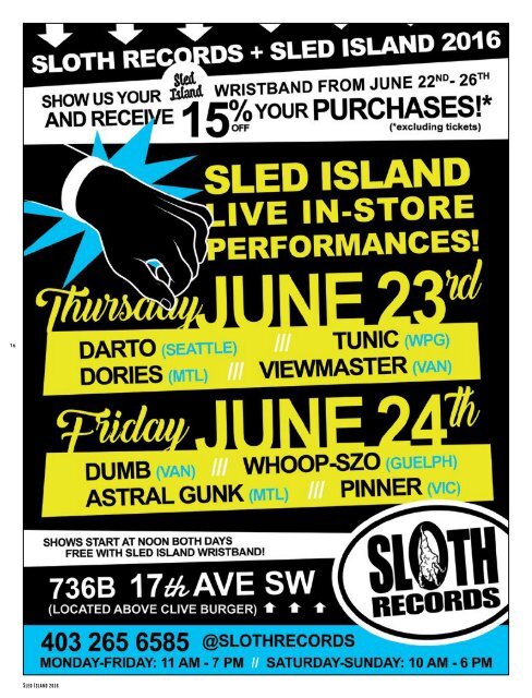 Sled Island 2016 Official Program Guide - Published by BeatRoute Magazine