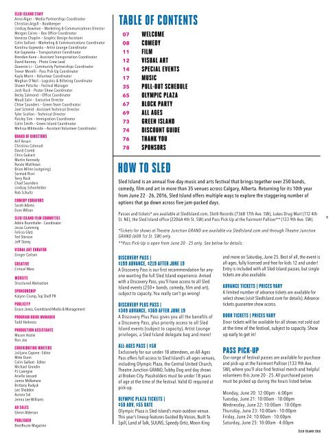 Sled Island 2016 Official Program Guide - Published by BeatRoute Magazine