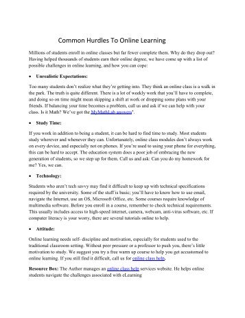 Common Hurdles To Online Learning