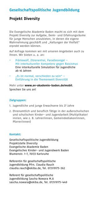 Evangelische Akademie Baden - Programm 2016/II