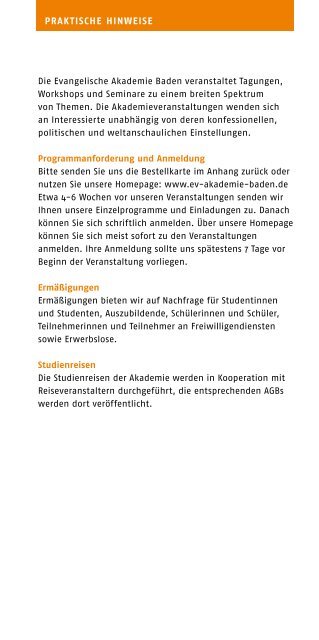 Evangelische Akademie Baden - Programm 2016/II