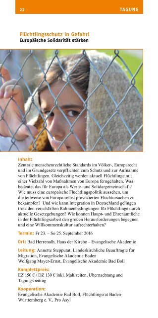 Evangelische Akademie Baden - Programm 2016/II