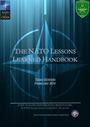 JOINT ANALYSIS LESSONS LEARNED CENTRE NATO'S LEAD AGENT JOINT ANALYSIS