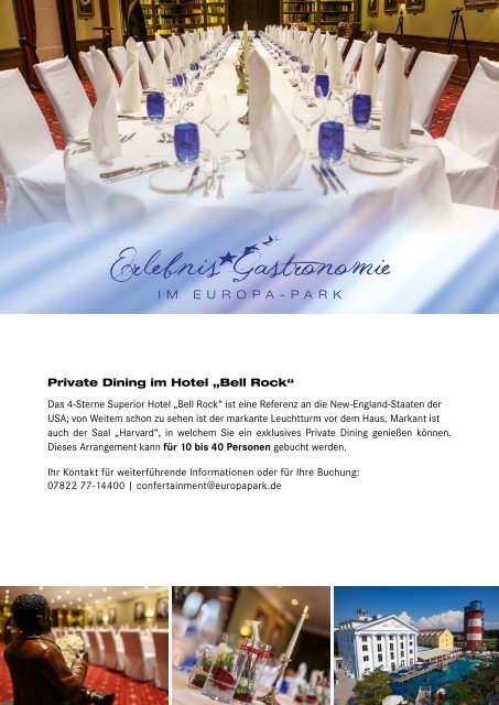 Private Dining Broschuere Bell Rock Europa-Park