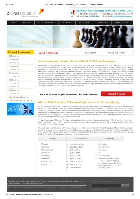 CEO Email Addresses _ CEO Mailing List Database _ C-Level Executives