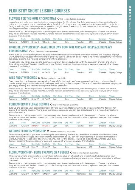 Shipley College Part-time Prospectus 2016-17