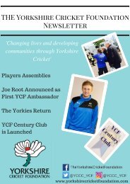 The Yorkshire Cricket Foundation Newsletter