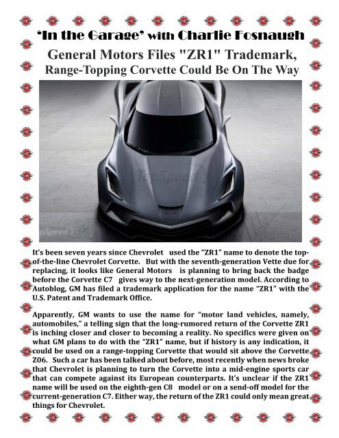 Central Valley Corvettes of Fresno Magazine - June 2016