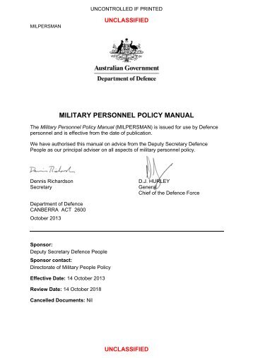 MILITARY PERSONNEL POLICY MANUAL