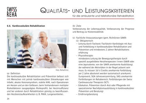 SW!SS REHA Qualitäts- und Leistungskriterien für die ambulante und teilstationäre Rehabilitation