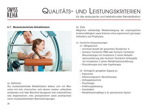 SW!SS REHA Qualitäts- und Leistungskriterien für die ambulante und teilstationäre Rehabilitation