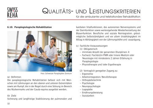 SW!SS REHA Qualitäts- und Leistungskriterien für die ambulante und teilstationäre Rehabilitation