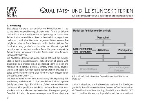 SW!SS REHA Qualitäts- und Leistungskriterien für die ambulante und teilstationäre Rehabilitation