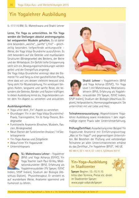 »Yoga Aus- und Weiterbildung 2015«