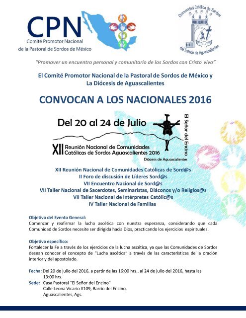 CONVOCATORIA XII RNCCS Aguascalientes 2016 CCSEA