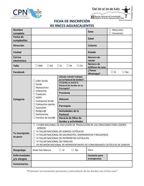 Ficha de inscripción AGS 2016