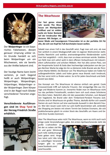 IN-N art gallery Magazin 2, Juni 2016