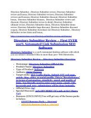 Directory Submitter review- Directory Submitter (MEGA) $21,400 bonus