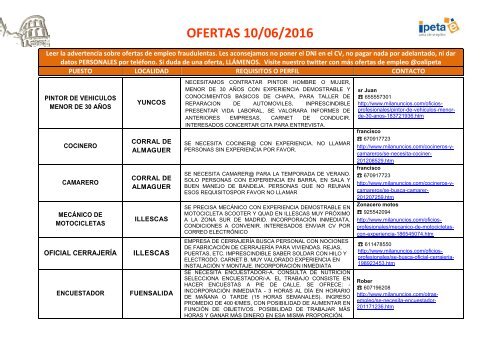 OFERTAS 10/06/2016