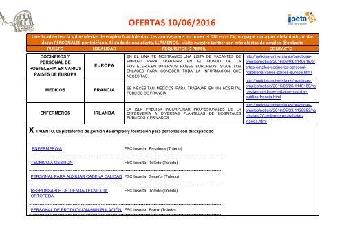 OFERTAS 10/06/2016