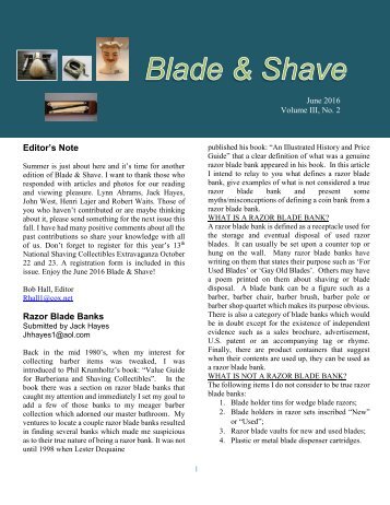 BLADE and SHAVE June 2016 by Bob Hall