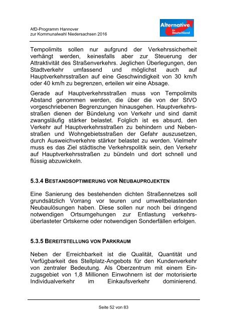 AfD Hannover - Kommunalwahlprogramm 2016