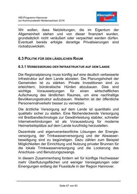 AfD Hannover - Kommunalwahlprogramm 2016