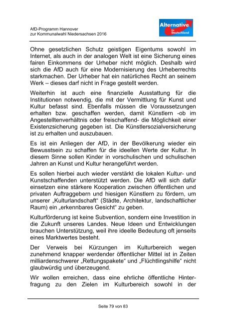 AfD Hannover - Kommunalwahlprogramm 2016