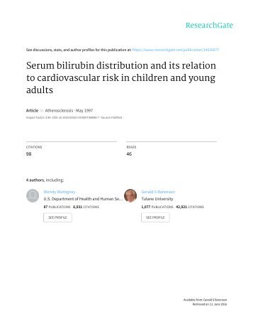 Serum bilirubin distribution and its relation to cardiovascular risk in children and young adults