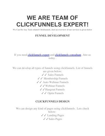 WE ARE TEAM OF CLICKFUNNELS EXPERT!