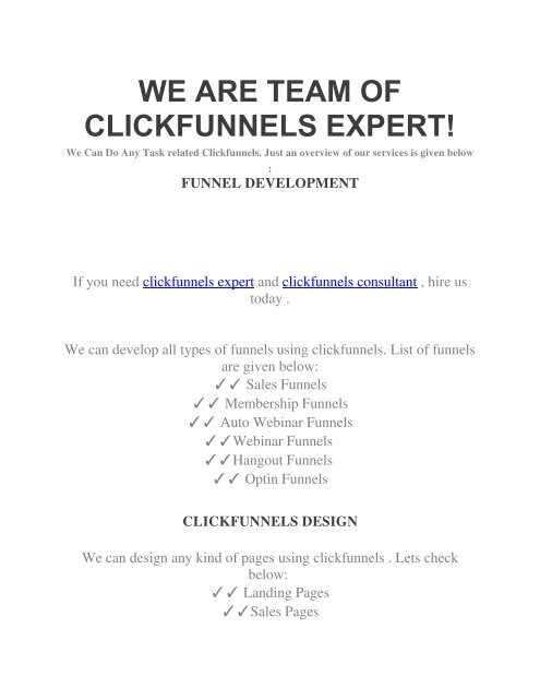 WE ARE TEAM OF CLICKFUNNELS EXPERT!